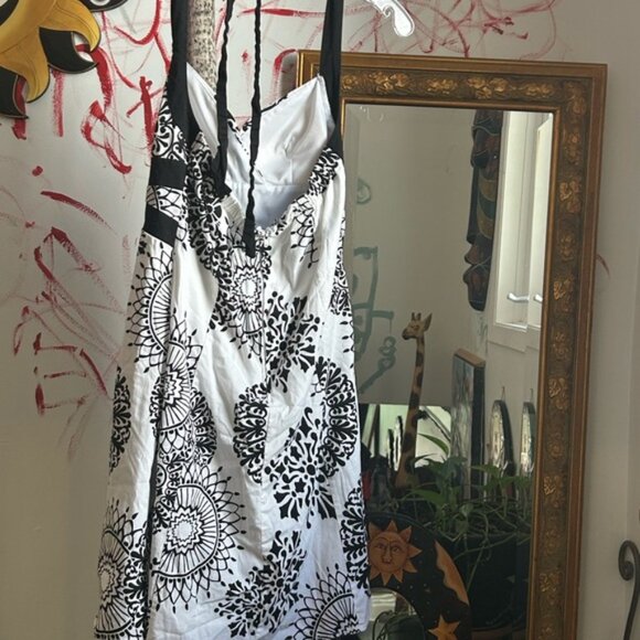 Elegant Black and White Patterned Halter Dress Medium by Majora - Picture 16 of 16